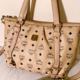 エムシーエム(MCM)のMCM レザー 本革　2WAY ハンド ショルダー バッグ ベージュ(ショルダーバッグ)