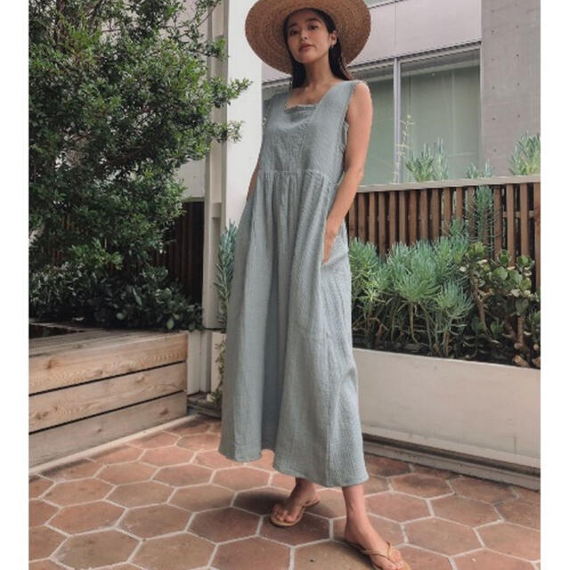 TRUNK(トランク)のtrunc88  Double Gauze Dress グリーン レディースのワンピース(ロングワンピース/マキシワンピース)の商品写真