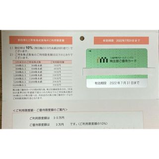 三越伊勢丹株主優待！冊子も同封　限度額30万円 (ショッピング)