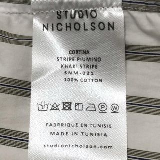 スタジオニコルソン STUDIO NICHOLSON ノーカラ―ストライプシャツ