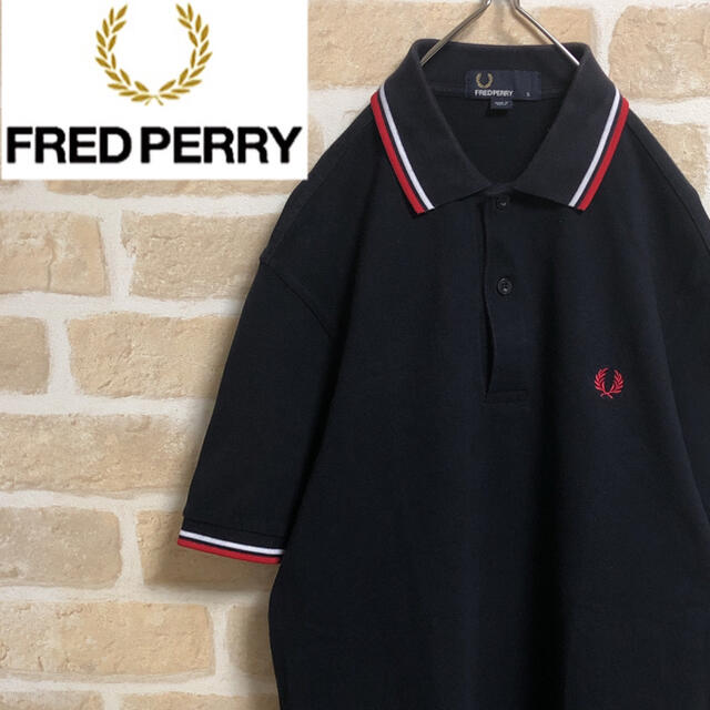 FRED PERRY(フレッドペリー)のFRED PERRY フレッドペリー ポロシャツ 黒 刺繍 ワンポイント S メンズのトップス(ポロシャツ)の商品写真