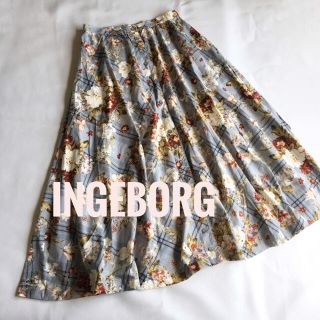 インゲボルグ(INGEBORG)のINGEBORG インゲボルグ　ピンクハウス　ブーケ　花柄　スカート　チェック (ロングスカート)