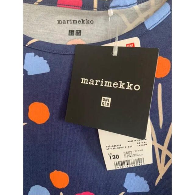 marimekko(マリメッコ)の日本未発売★marimekko uniqlo キッズノースリーブワンピース　紺色 キッズ/ベビー/マタニティのキッズ服女の子用(90cm~)(ワンピース)の商品写真