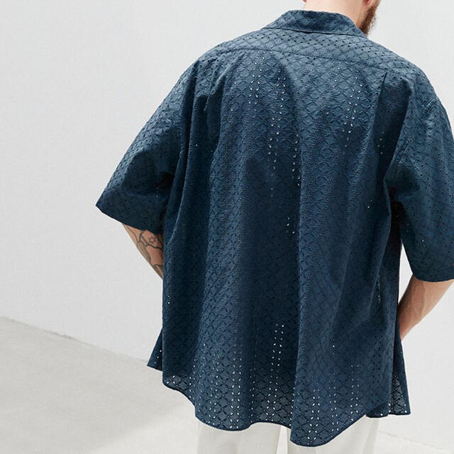 EMBROIDERY SHEER SHIRT BLUE  Sサイズ　新品未開封