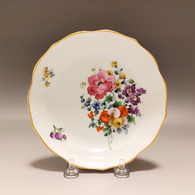 マイセン 1850-60年頃 マルコリーニの金彩花絵 カップ&ソーサー 1