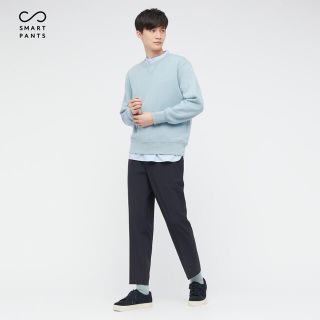 ユニクロ(UNIQLO)のスマートアンクルパンツ　ウールライク　ネイビー(スラックス)