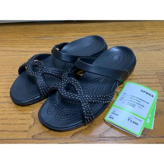 クロックス(crocs)の☆新品 クロックス メレーンツイスト ディアマンテ サンダル♪ブラック w6(サンダル)