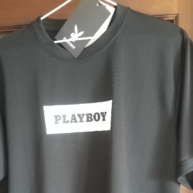 PLAYBOY(プレイボーイ)の5Lｻｲｽﾞ!PLAYBOY!ｻﾗｯとﾒｯｼｭ素材!男の黒!際立つ半袖Tｼｬﾂ! メンズのトップス(Tシャツ/カットソー(半袖/袖なし))の商品写真
