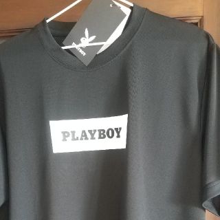 プレイボーイ(PLAYBOY)の5Lｻｲｽﾞ!PLAYBOY!ｻﾗｯとﾒｯｼｭ素材!男の黒!際立つ半袖Tｼｬﾂ!(Tシャツ/カットソー(半袖/袖なし))