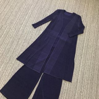 プリーツプリーズイッセイミヤケ(PLEATS PLEASE ISSEY MIYAKE)のリブ織り　3ピースセットアップ　紫(ロングワンピース/マキシワンピース)