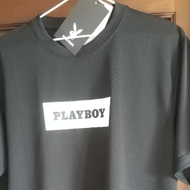 PLAYBOY(プレイボーイ)の3Lｻｲｽﾞ!PLAYBOY!ｻﾗｯとﾒｯｼｭ素材!男の黒!際立つ半袖Tｼｬﾂ! メンズのトップス(Tシャツ/カットソー(半袖/袖なし))の商品写真