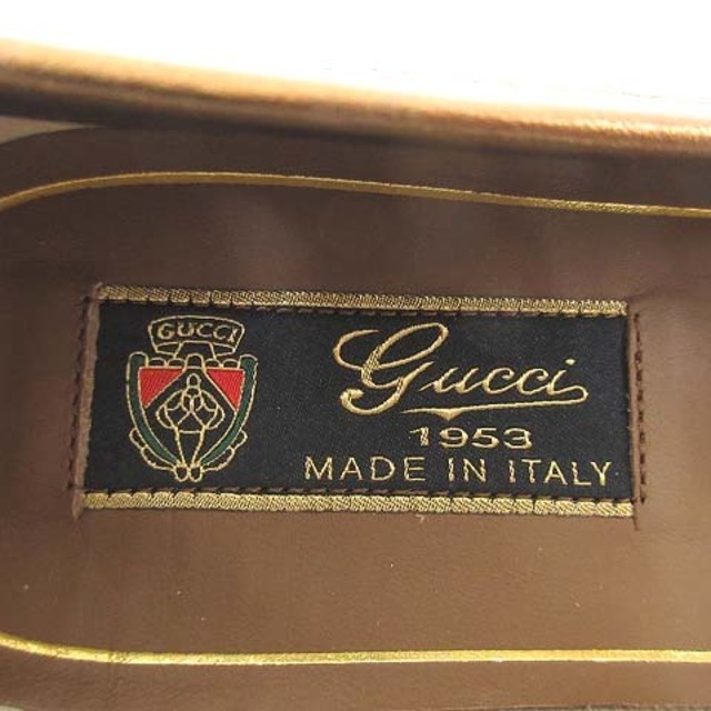 Gucci(グッチ)のグッチ ホースビット ローファー レザー 光沢 37 24cm ゴールド レディースの靴/シューズ(ローファー/革靴)の商品写真