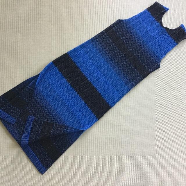 PLEATS PLEASE ISSEY MIYAKE - プリーツプリーズ　イッセイミヤケ　ブルー/黒　グラデーション　レース　チュニック