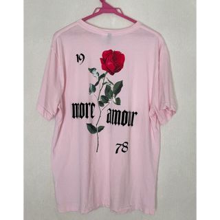 エイチアンドエム(H&M)のH&M エイチアンドエム　半袖Tシャツ 薔薇バックプリント　ピンク　L(Tシャツ/カットソー(半袖/袖なし))