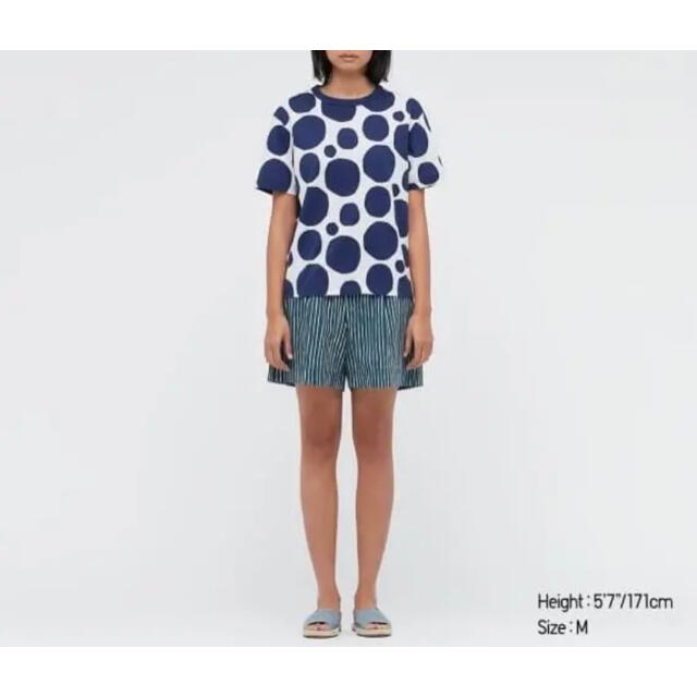 日本未発売★marimekko uniqlo ドット Tシャツ　ネイビー　S 1