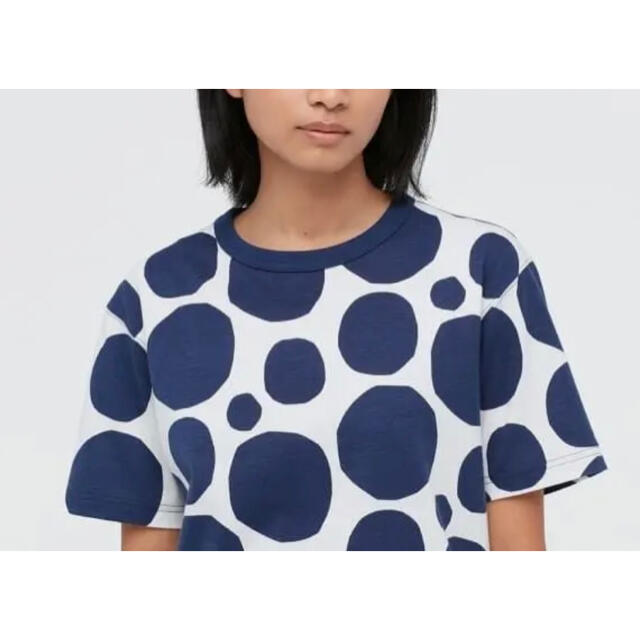 marimekko(マリメッコ)の日本未発売★marimekko uniqlo ドット Tシャツ　ネイビー　S レディースのトップス(Tシャツ(半袖/袖なし))の商品写真