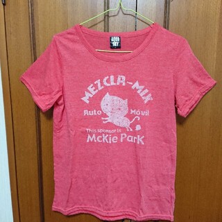 ピンク色猫イラストTシャツLサイズ(Tシャツ(半袖/袖なし))
