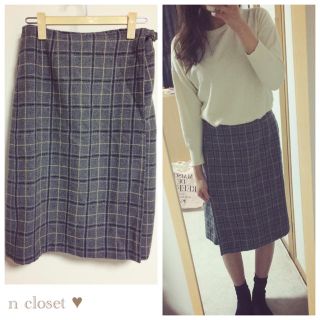 フラワー(flower)のwool  check skirt ～♥ used / flower (ひざ丈スカート)