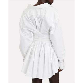 おしゃれ♡かわいい！バックシャーリングシャツワンピース♪白 チュニック Aライン(ミニワンピース)