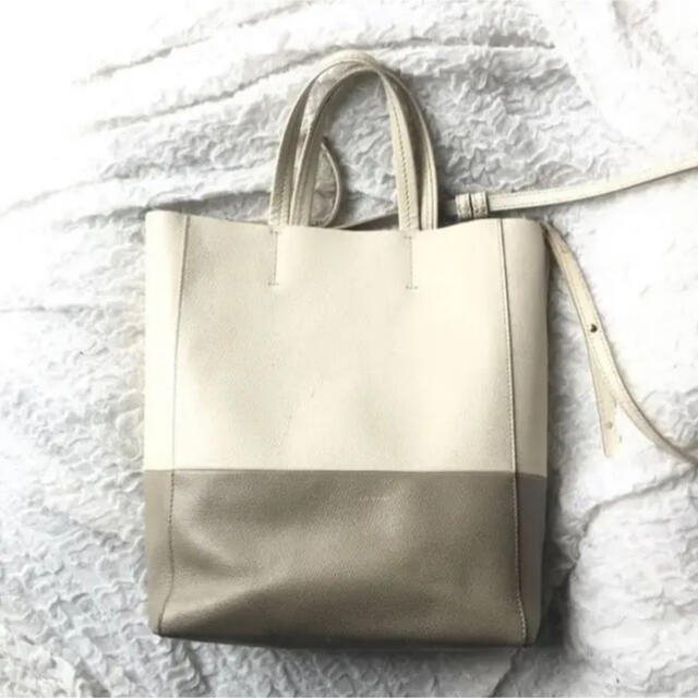 celine セリーヌ　スモール　カバ　ショルダーバッグ　オフホワイト×グレー