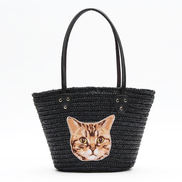 ねこ 刺繍 かごバッグ トートバッグ 猫 C/アメショー