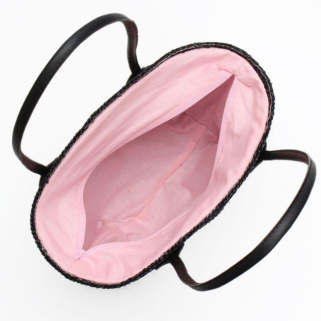 ねこ 刺繍 かごバッグ 猫 トートバ ッグ D/白猫 レディースのバッグ(かごバッグ/ストローバッグ)の商品写真