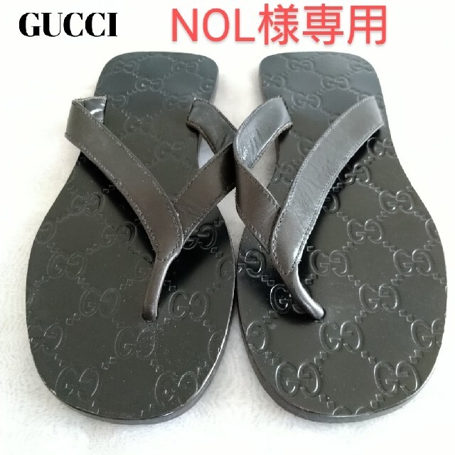 Gucci(グッチ)のGUCCI 　ビーチサンダル　モノグラム　レザー　メンズ　25-26cm未使用 メンズの靴/シューズ(ビーチサンダル)の商品写真