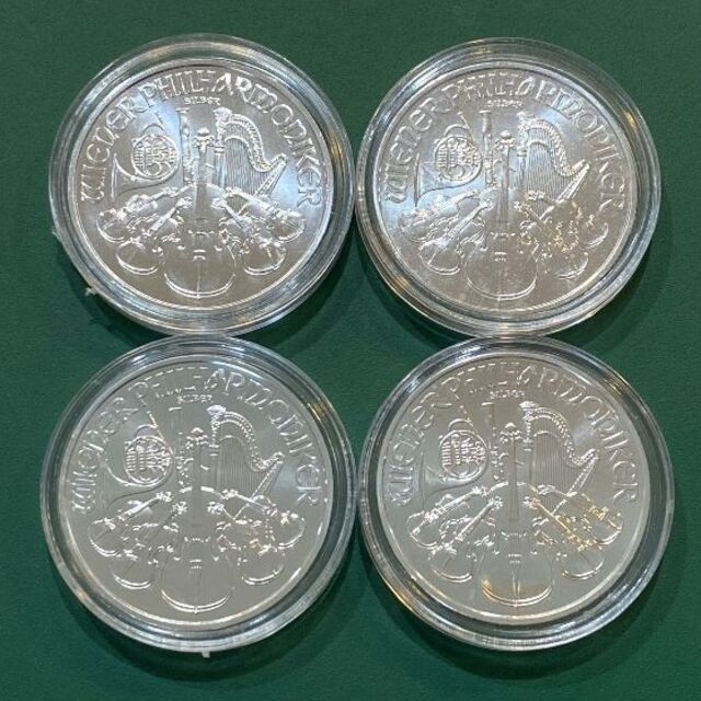 【純銀】オーストリア ウィーン銀貨(2021年)4枚セット　-1オンス銀貨-