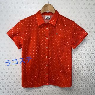 ラコステ(LACOSTE)の⭕️美品⭕️ラコステ⭕️レディース⭕️半袖シャツ⭕️オレンジ　♦️柄(シャツ/ブラウス(半袖/袖なし))