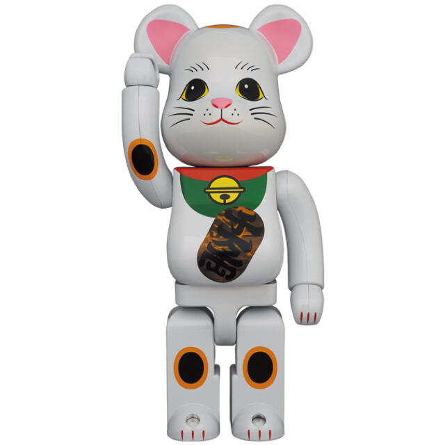 BE@RBRICK 招き猫 白メッキ 発光 400％招き猫