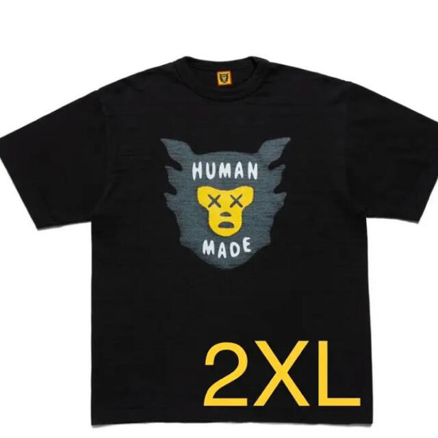 品質満点 kaws 黒 2XL humanmade Tシャツ/カットソー(半袖/袖なし)
