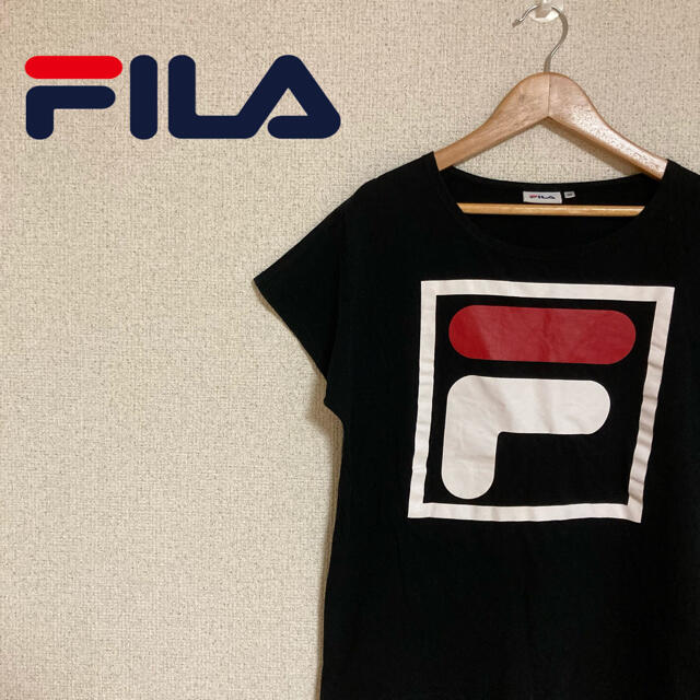 FILA(フィラ)のFILA フィラ Tシャツ　デカロゴ  黒　ブラック　レディース　M レディースのトップス(Tシャツ(半袖/袖なし))の商品写真