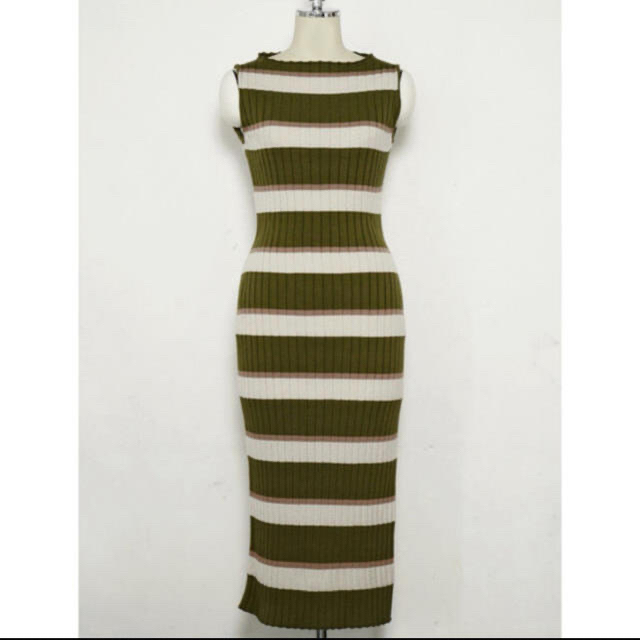herlipto cotton striped ribbed knitdress