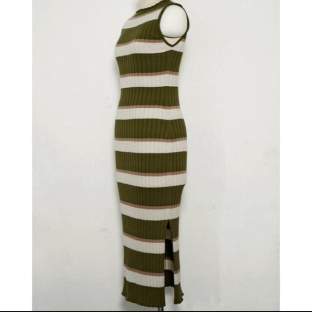 herlipto cotton striped ribbed knitdress レディースのワンピース(ロングワンピース/マキシワンピース)の商品写真