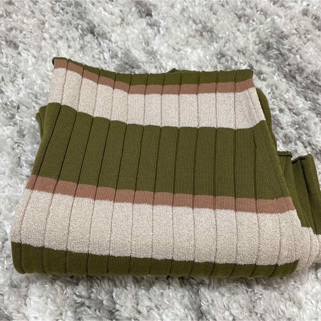 herlipto cotton striped ribbed knitdress レディースのワンピース(ロングワンピース/マキシワンピース)の商品写真
