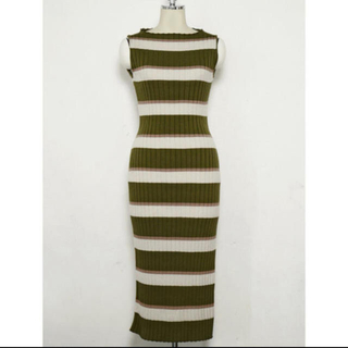 herlipto cotton striped ribbed knitdress(ロングワンピース/マキシワンピース)