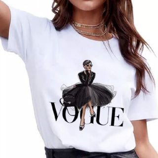 【夏セール】SNS 人気 サイズL VOGUE  Tシャツ送料無料 バルーンスカ(Tシャツ(半袖/袖なし))