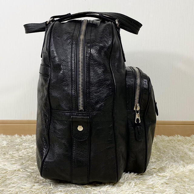 Balenciaga(バレンシアガ)の極美品 BALENCIAGA レザー ボストンバッグ シルバー金具 大容量 黒 メンズのバッグ(ボストンバッグ)の商品写真