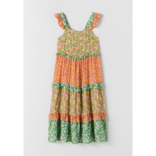 ザラキッズ(ZARA KIDS)の新品タグ付き ZARA 小花柄 ティアードワンピース(ロングワンピース/マキシワンピース)