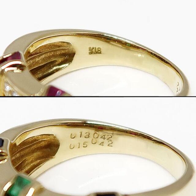 K18 ルビー サファイア エメラルド ダイヤ マルチ リング 11号　指輪 レディースのアクセサリー(リング(指輪))の商品写真