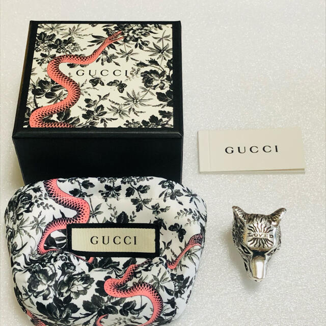 Gucci(グッチ)のGUCCI グッチ ウルフヘッド レア ラージ リング 20号 指輪 中古 美品 メンズのアクセサリー(リング(指輪))の商品写真