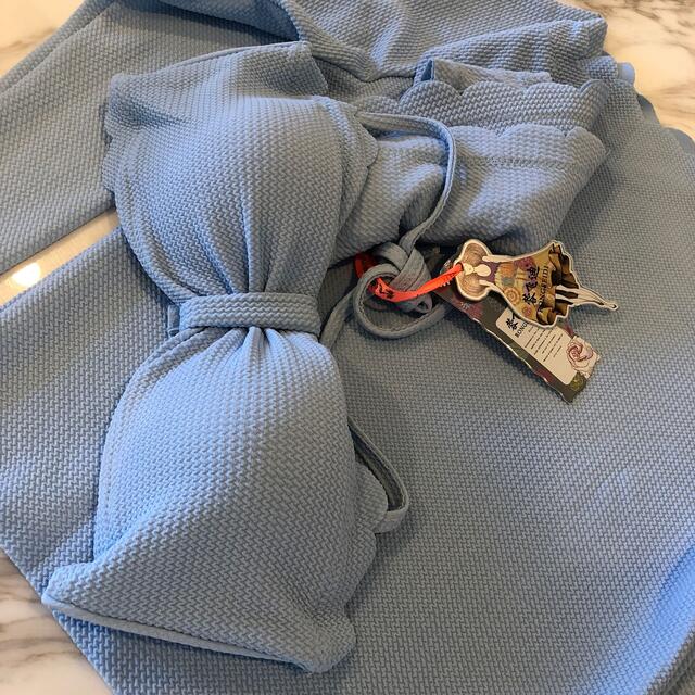スカラップ水着3点セット新品未使用スカイブルーサックスカラー水色ライトブルー レディースの水着/浴衣(水着)の商品写真