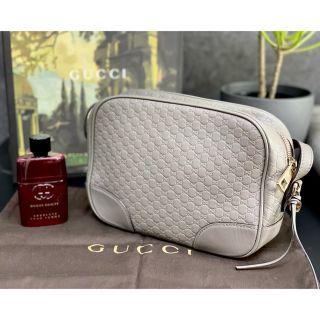 グッチ(Gucci)の★超美品★GUCCI　グッチ　マイクロシマショルダー　グレー(ショルダーバッグ)