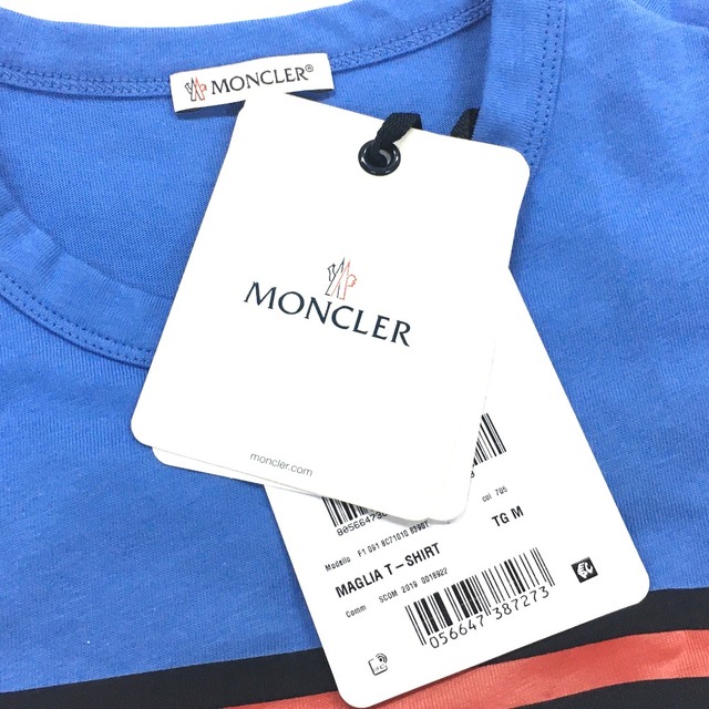 MONCLER(モンクレール)のモンクレール MONCLER マグリア 0918C710108390T 日本未入荷カラー プリントシャツ 半袖Ｔシャツ コットン ライトブルー 未使用 レディースのトップス(Tシャツ(半袖/袖なし))の商品写真