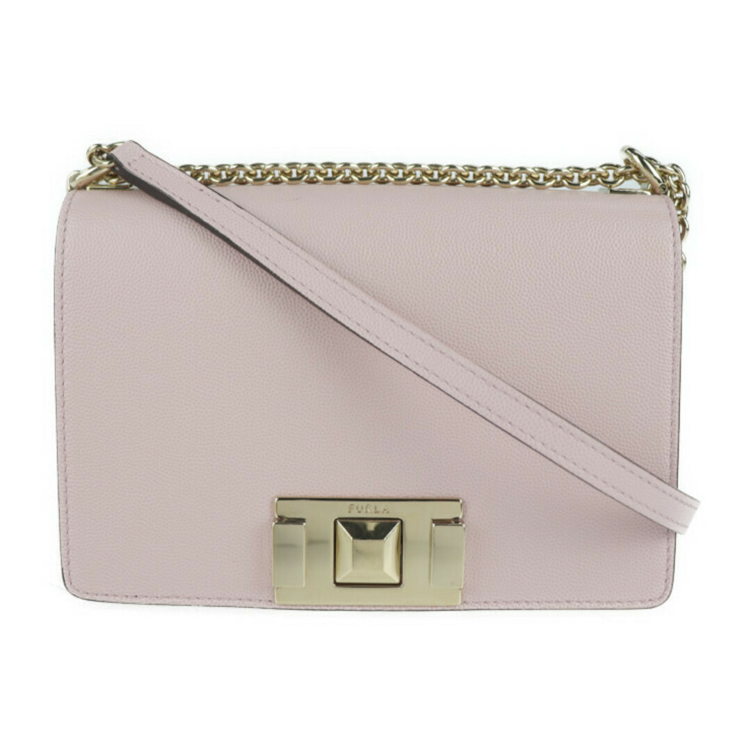 Furla フルラ  MIMI' MINI CROSSBODY ミニミニ クロスボディ ショルダーバッグ  レザー   ピンク系 ゴールド金具  チェーン ハンドバッグ 【本物保証】