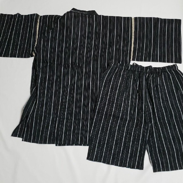 新品/甚平/メンズ/黒縞/黒/XL メンズの水着/浴衣(着物)の商品写真