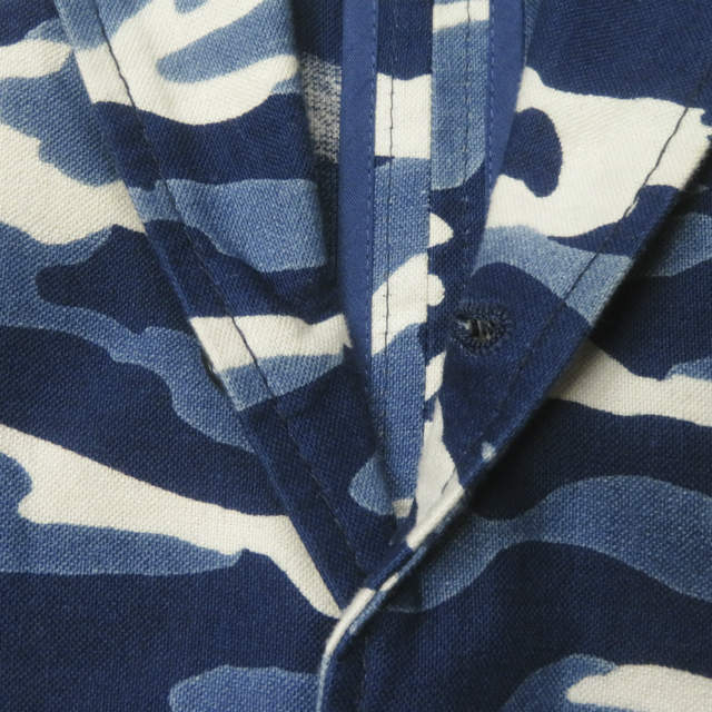 SOPHNET.(ソフネット)のSOPHNET. ソフネット 日本製 INDIGO CAMOUFLAGE 2 BUTTON JACKET インディゴカモフラージュ2Bジャケット SOPH-160041 S ブルー テーラード アンコン アウター【中古】【SOPHNET.】 メンズのジャケット/アウター(テーラードジャケット)の商品写真