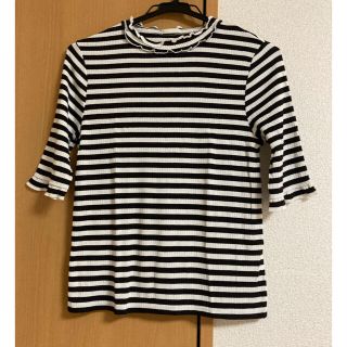 ジーユー(GU)のGU  モノトーン　ボーダー Tシャツ(Tシャツ(半袖/袖なし))