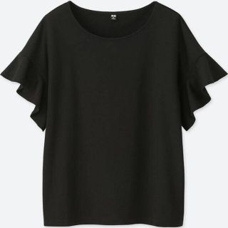 ユニクロ(UNIQLO)の【新品】ユニクロ UNIQLO  フリルスリーブT 3XL 黒 XXL/XL(Tシャツ(半袖/袖なし))