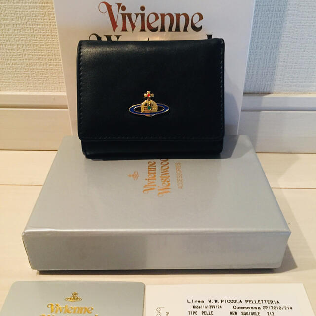 美品　Vivienne Westwood 三つ折り財布 オーブ ジャガード 黒